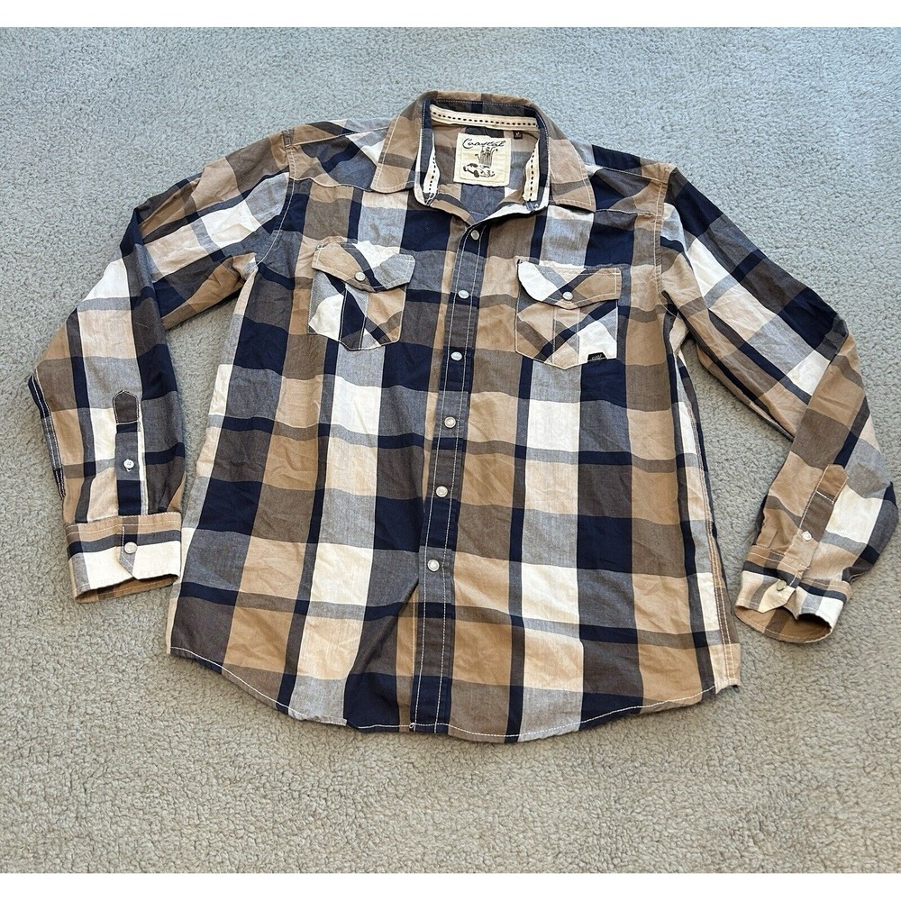 Coastal Shirt Men's Medium Plaid Snap Button  Long Sleeve  Western Cut